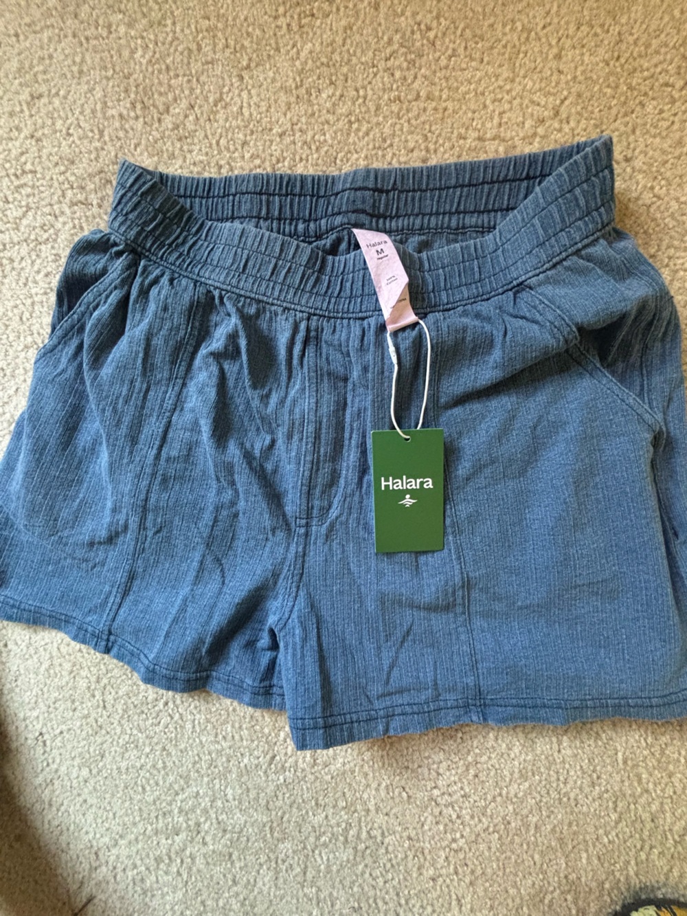 HALARA Women's Slate Blue High-Waist Elastic Shorts